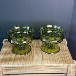 Indiana Glass Kings crown Thumbprint footed